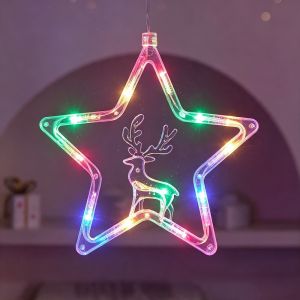 NEXTYOO Suction Cup Mount Christmas Suction Cup Light Hanging Design Battery-Operated LED Hanging Ornaments Decorative LED Illumination Santa Claus Decorative Lamp For Home Decor