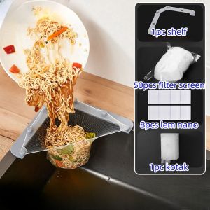 Jaring Saringan Wastafel/Kitchen Sink/Triangular Drain Basket/Leftovers Filter/Saringan Sampah Tempat Cuci Piring/Saringan Sudut Wastafel Segitiga Rak Wastafel/1 Set 50 Pcs