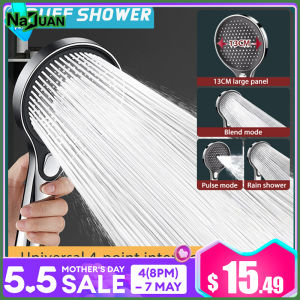 Pressurized Showerhead 13cm Large Panel Large Shower Head/Pressure Bath Faucet/Water Saving Shower Head/Household Bathroom Handheld Bath High Pressure Shower Head One-click Water Stop Universal Household Accessories