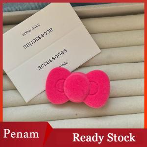 [PAM] Sweet Cute Autumn Winter Flocking Bow Hairpin For Women Girls Fashion Hair Clip Side Clip Headwear Hair Accessories Gifts