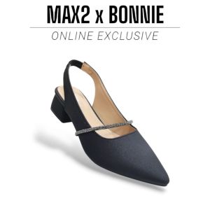 MAX2 x Bonnie Pointed Toe Block Heel Shoes Sling Back Design 2 Inch Comfortable & Stylish Online Exclusive