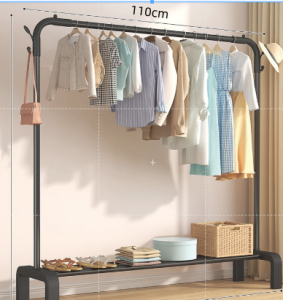 าวตากผ้า 2 ชั้น ราวผ้า ราวแขวนเสื้อผ้าโครงเหล็ก 110/130/150CM เหล็ก  พร้อมตะขอ ราวตากผ้าท่อเหล็ก