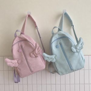 SQMETR Nylon Ba lô cánh thiên thần Dung lượng lớn Màu sắc thuần khiết Túi đeo vai Dễ thương Nhẹ Ba lô học sinh Dành cho người lớn và sinh viên