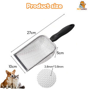 Stainless Steel Cat Litter Scooper Small Hole Fine Mesh Long Handle Litter Filter Cleaning Tool Cat Dog Supplies猫砂铲