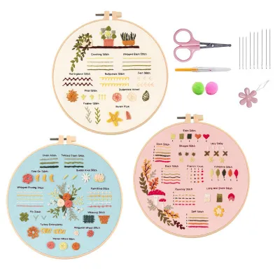Beginner Practice Embroidery Kit- Needlework for Beginner- Basic Stitching Set - Set Sulaman Tangan