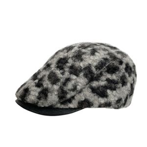 THANKSKY Có thể điều chỉnh Mũ beret len cừu Giữ ấm Vành da Pu Mũ beret họa tiết báo Thời trang Đường phố Mũ lưỡi trai nữ Nữ