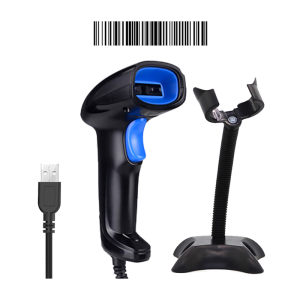 เครื่องสแกนบาร์โค้ด เครื่องอ่านบาร์โค้ด Barcode Scanner ตัวอ่านบาร์โค้ด สแกนปืนสแกนบาร์โค้ดหนึ่งมิติ สแกนปืนแบบใช้สายแบบใช้มือถือ แถมฟรีขาตั้ง