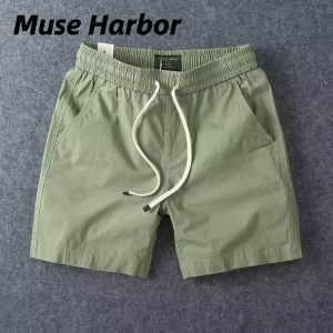 Muse Harbor กางเกงขาสั้นผู้ชายสไตล์ลำลองฤดูร้อน เหมาะสำหรับใส่ออกกำลังกายและชายหาด