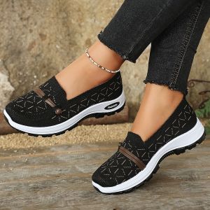 WomenS Mesh Fabric Shoes With Soft Soles Non-Slip Breathable Casual Versatile Low-Top Comfortable Flat Shoes