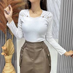 SHINE FASHION - ZUZU TOP RIB ATASAN WANITA / SWEATER POLOS WANITA -PN