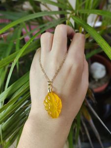 Fengshui Natural stone Citrine nine tailed fox charm pendant Vermeil Gold Non fading Non pawnable hypoallergenic Necklace