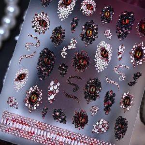 PLNBFG Tự dính Miếng dán móng tay hình hoa hồng máu Vàng loại Móng tay Halloween Decal móng tay hoa Phong cách Gothic Móng tay Decora Miếng dán móng tay màu đồng