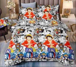 ( 15 ลาย) ชุดเครื่องนอน ครบชุด 6 ชิ้น ลายวันพีช ขนาด  6 ฟุต /5ฟุต/3.5 ฟุต ลูฟี่ ผ้าปูที่นอน + ผ้านวม  ยกชุด ลายการ์ตูน เก็บเงินปลายทาง ส่งเคอรี