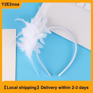 【Local shipping】 1Pcs Women Fascinator Hat Headband Flower Feather Mesh Yarn Cocktail Party Wedding Hair Accessories Head Decoration