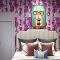 Wallpaper Sticker Pohon Bunga Ungu Kotak 3D. 