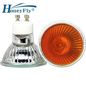 HoneyFly 3pcs Halogen Amber Lamp 35W 50W 110V/220V GU10 Dimmable Orange Lamp Bulb Spot Light Quartz Fireplace Light