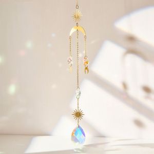 YIYU Stars Crystal Pendant Moon Prismas Rainbow Catcher Garden Supplies Hanging Ornament Wind Chime Outdoor