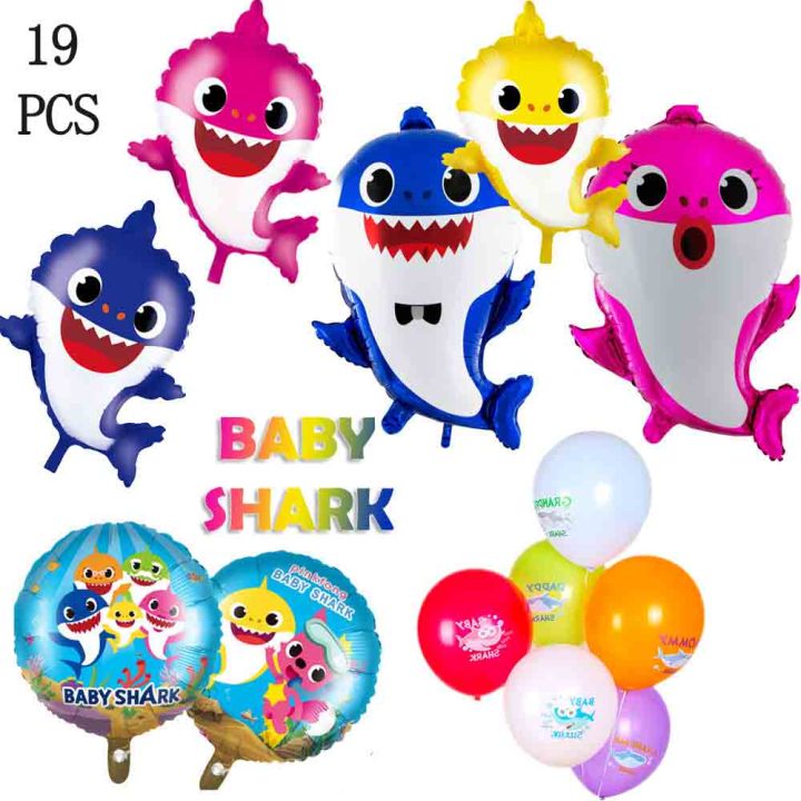 19pcs Baby Shark Balloon Kid Birthday Party Decorations Baby