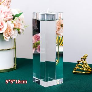 MMLUCK Modern Crystal Candle Holders Artistic Nordic Glass Tealight Candlestick Creative Transparent Candlestick Ornaments Candlelight Dinner