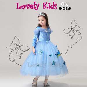 ⭐HOT DEAL⭐ [READY STOCK]- 4y-9y Kids Girl Costume Frozen Princess Cinderella Costume Cosplay Disney Princess Fairytale Party Dress Wedding Birthday Baby Blue/Pink 女儿童话灰姑娘艾莎公主裙蓬蓬扮演表演服粉蓝粉红