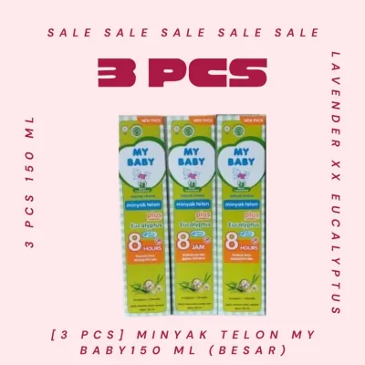 Paket Hemat 3 PCS Minyak Telon My Baby Plus Eucalyptus 150 ml - Perlindungan 8 Jam untuk Kulit Sensitif