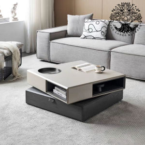 Bàn trà sofa bàn phòng khách bàn cafe nội thất nhập khẩu cao cấp kiểu Ý hộp vuông bạc xoay giả Inox Rubik Cube