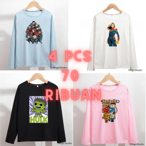 Paket Bundling Kaos Anak - Remaja Usia 3-15 Tahun Dapat 4 Pcs Kaos Lengan Panjang Superhero Edisi Seri 2