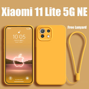 Silicone Case for Xiaomi Mi 11 Lite 5G NE 13 12 12T Lite Redmi Note 12 11 11S 10A K60 POCO F5 F4 X4 M4 GT Pro Plus 4G 5G Official Original Straight Edge with Lanyard Phone Case Lens Protector Cover Casing N27-1