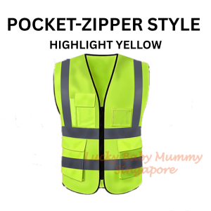 Safety Reflective Vest Visibility Jacket With Pocket Zip Uniform Night Activities【RainbowCulture】