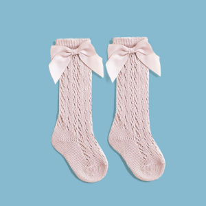 2 Pairs-Einmilk Baby Knee High Socks Toddler Bow Mesh Long Stockings Girls Ruffled Socks