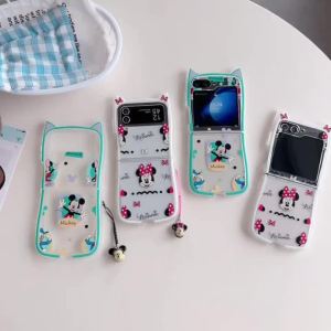 2025 New For Samsung Galaxy Z Flip 7 Z Flip 6 Z Flip 5 Z Flip 4 Z Flip 3 case Folding screen mobile phone case cartoon cute mickey cat ears shape TPU Silicone Soft Case