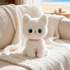 ZHONGMEET Sitting Pose Kitten Plush Toys Soft Fluffy Stuffed Animals Pet Cat Doll Lovely Kawaii Stuffed Cat  Decor