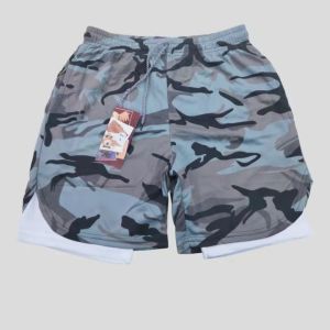 RMY  #166-1 Camouflage Mens DRI-FIT Sports Shorts Garterized With Waist Tie Shorts