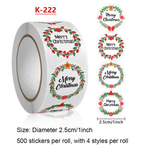 1 Roll  Merry Christmas Sticker Label Santa Claus Sticker for Gifts Christmas Gift Tags