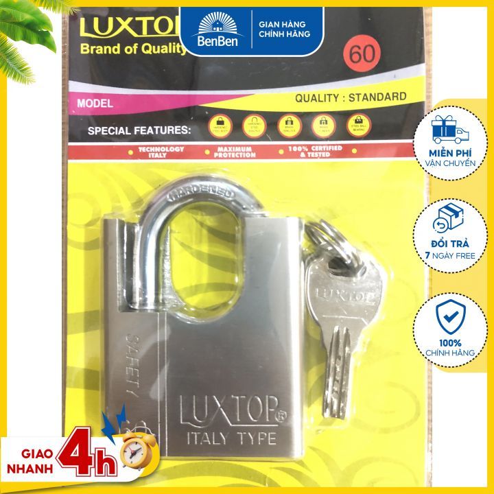 Ổ khóa bấm size lớn Luxtop 60F,  thiết kế thông minh chống quên chìa trong nhà - Ổ khóa chống cắt, ổ khóa chống sét