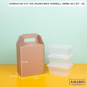 DT-19 Kardus Die Cut Tas Jinjing Isi 3 Mika Thinwall 1000 ML Isi 10 Pcs Amaris Packaging