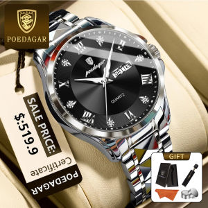 POEDAGAR Genuine Mens Watch Stainless Steel Strap Luminous Calendar Waterproof 883