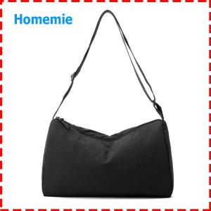 Casual Nylon Slouchy Sling Hobo Bag Solid Color Travel Handbags Women Daily Use