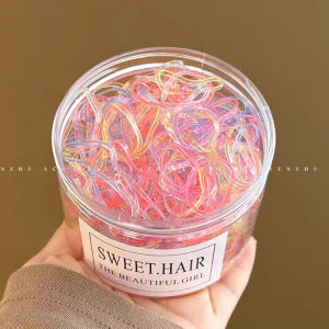 【Free Gift】500/Can Black Thick Disposable Elastic Durable Hair Ties Bottle Disposable Rubber Band Colorful Elastic Hair Tie Hair Rope Bottle Pack for Kids Girls Hair Accessories Womens Disposable High-Elastic Hair Tie Fashion Canned Rubber Bands