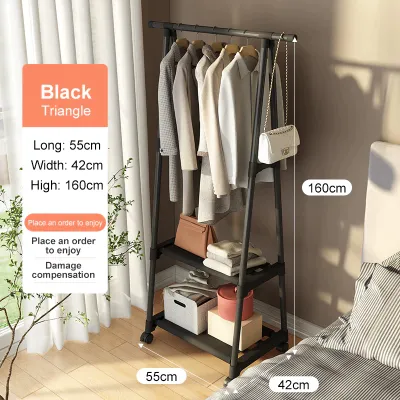 Coat Rack Hat Single Pole 2 Layer Clothes Hanger Drying Rack Bedroom Dormitory Simple Open Style Wardrobe