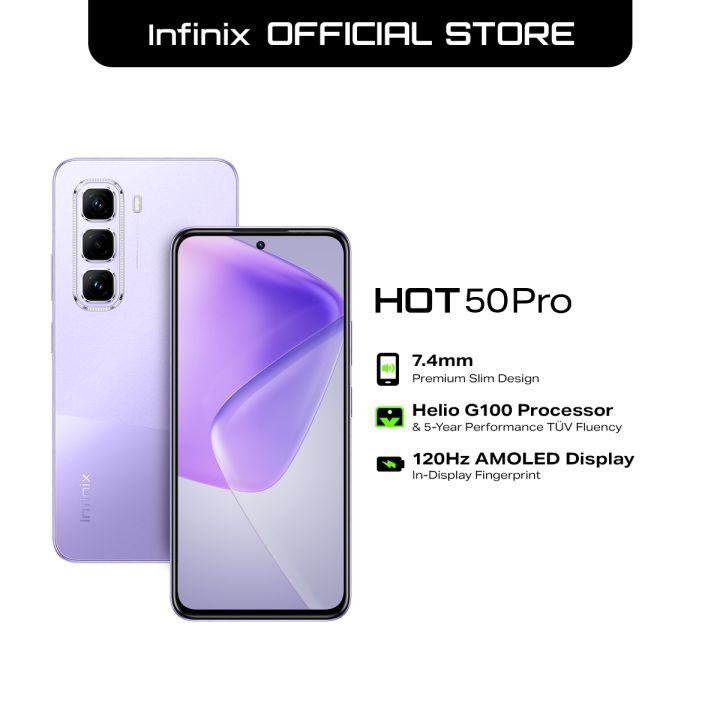 Infinix HOT 50 Pro Up To 16GB 8GB 256GB Helio G100 120hz AMOLED 1 Year Local Warranty