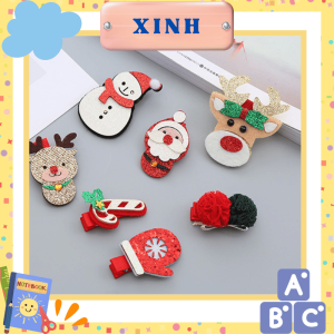 Set 2 kẹp tóc cho bé hình ông già noel người tuyết