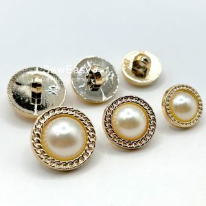 BT5519 <1pc> Butang Mutiara Bingkai Warna Emas Gold Frame Pearl Button