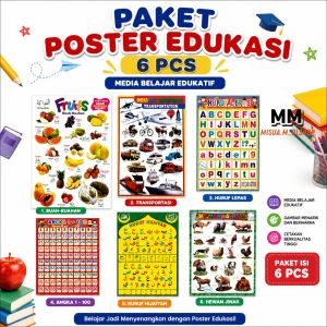 PAKET 6 LEMBAR POSTER DINDING EDUKASI ANAK PAUD DAN TK SAMPAI SD / POSTER