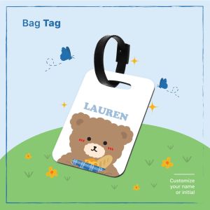 Custom Name Tag Bag Tag Tas Koper Motif Beruang Cherry Bear Korea Aesthetic