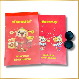 [Combo] Sổ cọc nhà đất 3 liên + hộp mực lăn tay - Hợp đồng đặt cọc thần tài mẫu mới 2026 bản cao cấp hộp mực dấu vân tay sắc nét bền trên giấy không dính tay