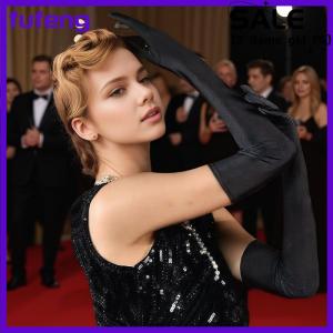 fufeng High Elastic Spandex Sun Protection Long Gloves Party Nightclub Wedding Performance Black Gloves
