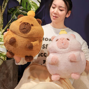 JOJO CASTLE Fluffy Capybara Plush Nap Pillow Pink Brown Capybara Doll Hand Warming Blanket 3-In-1 Warm Soft Comfortable Stuffed Cotton Cute Toy Birthday Gift