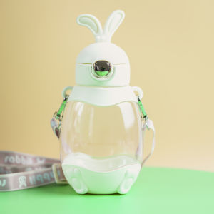 Botol Minum Piknik/Olahraga Anak-Anak Karakter Telinga Kelinci Stiker Lucu 700 ML Tali Panjang-168