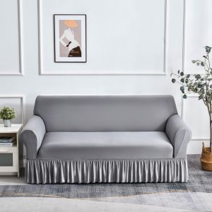 Skirt Sofa Cover Elastic All-Inclusive Universal Couch Cover Elegant Solid Color Universal Slipcover